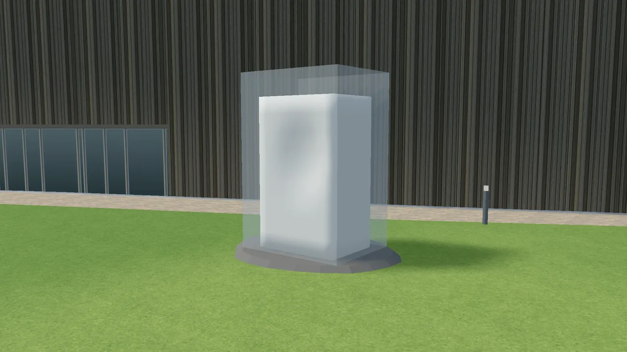 Untitled by Anish Kapoor, a white alabaster block in a glass case in front of the museum.